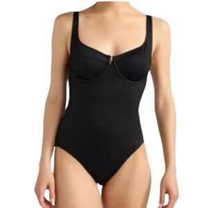 Sofia Vergara Black Ribbed Underwire One Piece Swimsuit, Size XL (16-18), NWT